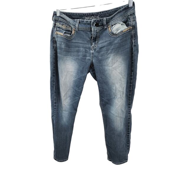 Maurices Denim Jean Cropped Capri Pants Womens Size 13 / 14 - Picture 1 of 3